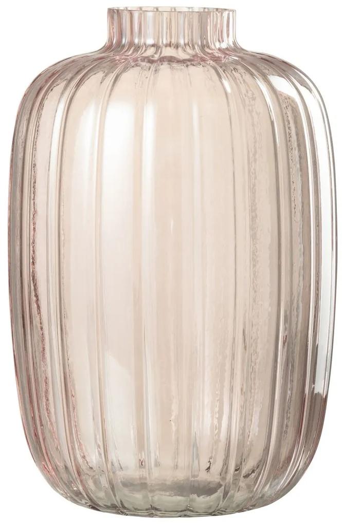 Ružová sklenená váza s úzkym hrdlom Junna L - Ø 20*30 cm