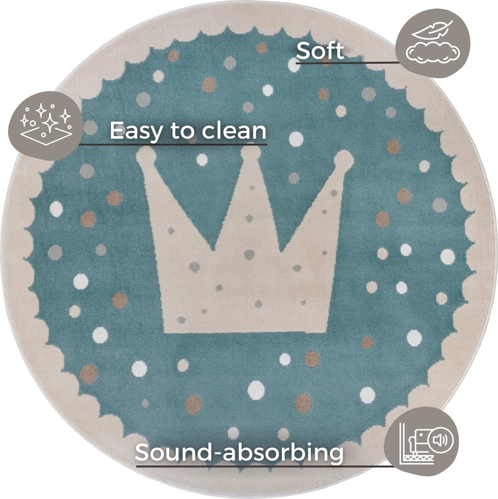 Hanse Home, Detský koberček Adventures 105970 Cream Blue kruh, 100x100 (priemer) kruh, modrá, detská izba