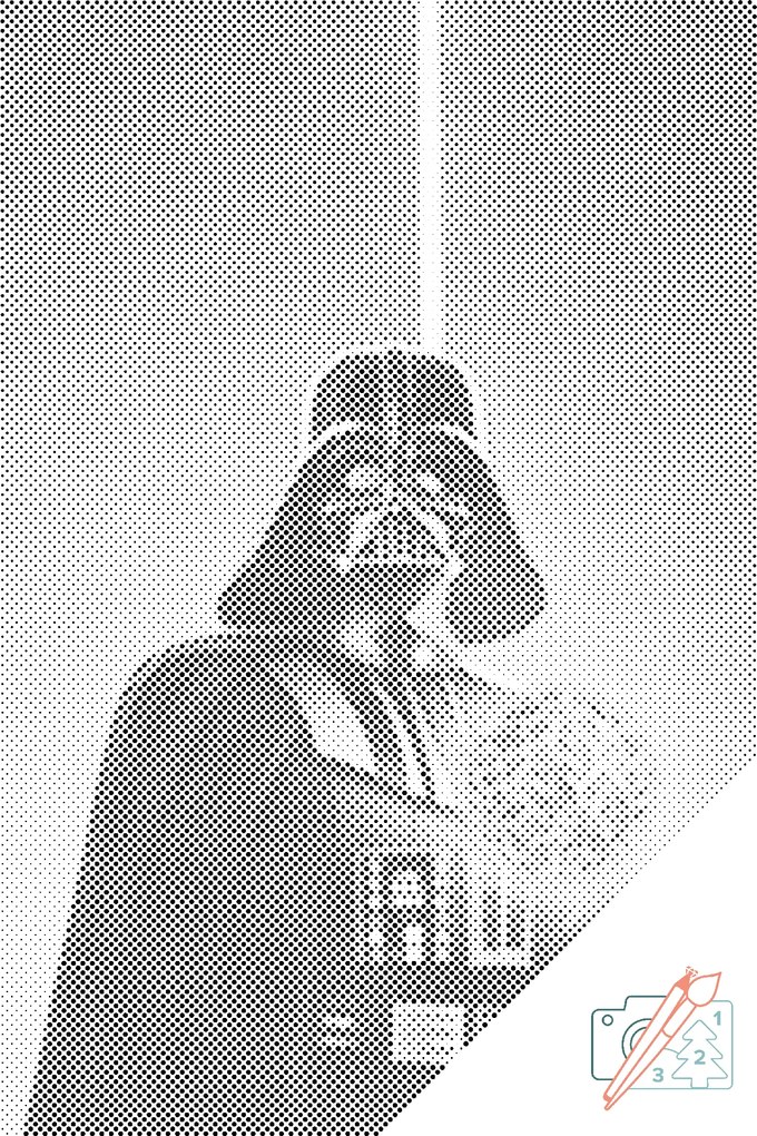 Gario Bodkovanie Darth Vader Rozmery: 80 x 120 cm, Rámovanie: Iba zrolované plátno, Farba bodiek: Čierna