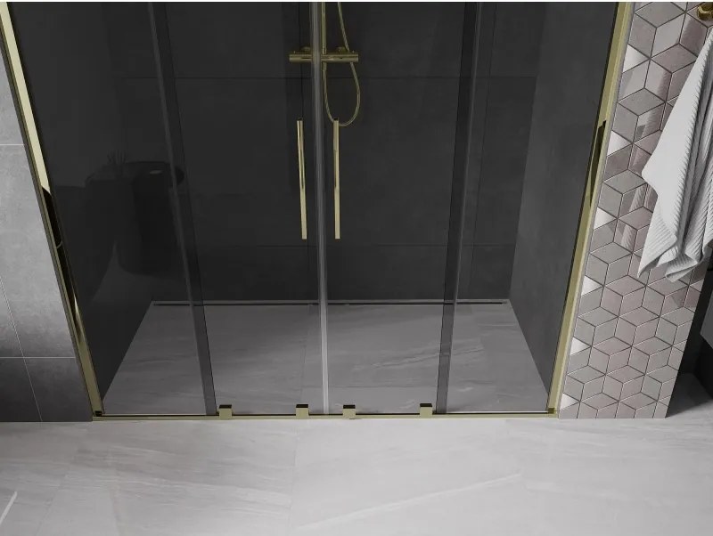 Mexen Velar Duo, posuvné sprchové dvere do otvoru 170 cm, 8mm šedé sklo, zlatá lesklá, 871-170-000-42-50