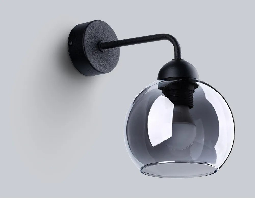 Čierne nástenné svietidlo ø 15 cm Grande – Sollux