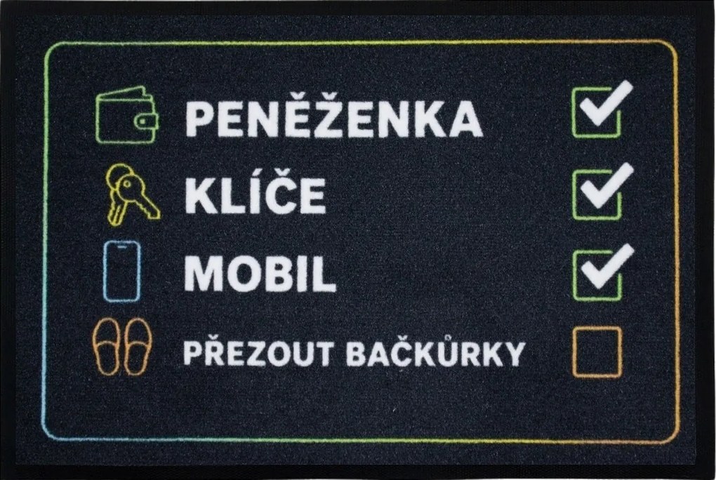 Mercury Flooring, Rohožka Checklist 40x60 cm - na von aj na doma, 40x60, čierna