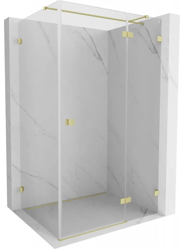Mexen Lunar T, výklopný sprchový kút pravý 135 x 80 cm, 8mm číre sklo, zlatý matný profil, 834T-135-080-55-00-P