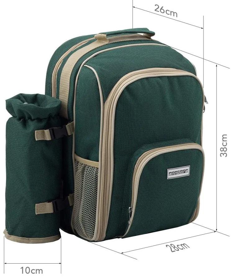 anndora Piknikový batoh pre dve osoby — zelená