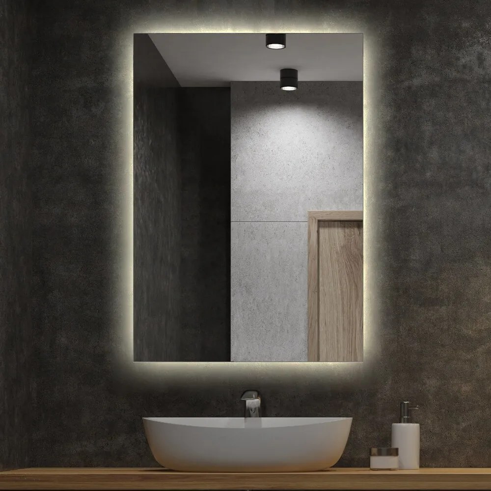 Obdĺžnikové kúpeľňové zrkadlo s led osvetlením 80x60 cm Teplé svetlo  (3000K)