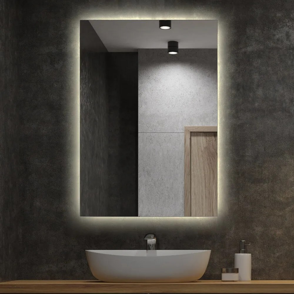 Obdĺžnikové kúpeľňové zrkadlo s led osvetlením 80x60 cm Teplé svetlo (3000K)