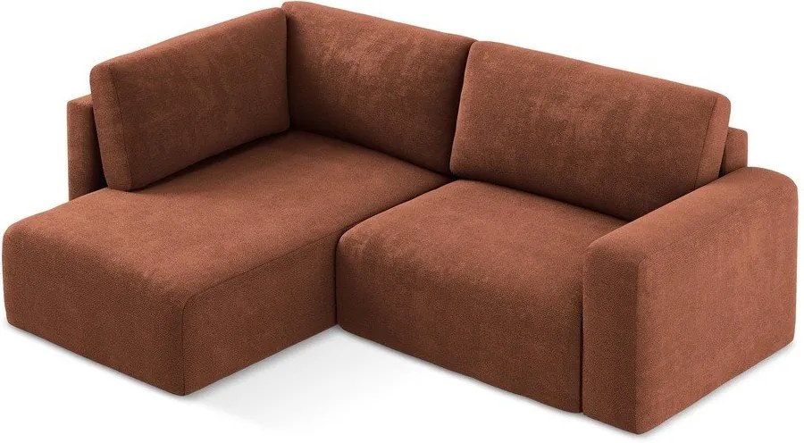 Ženilková rozkladacia/s úložným priestorom rohová pohovka v terakotovej farbe (ľavý roh/do L) Kona – Makamii