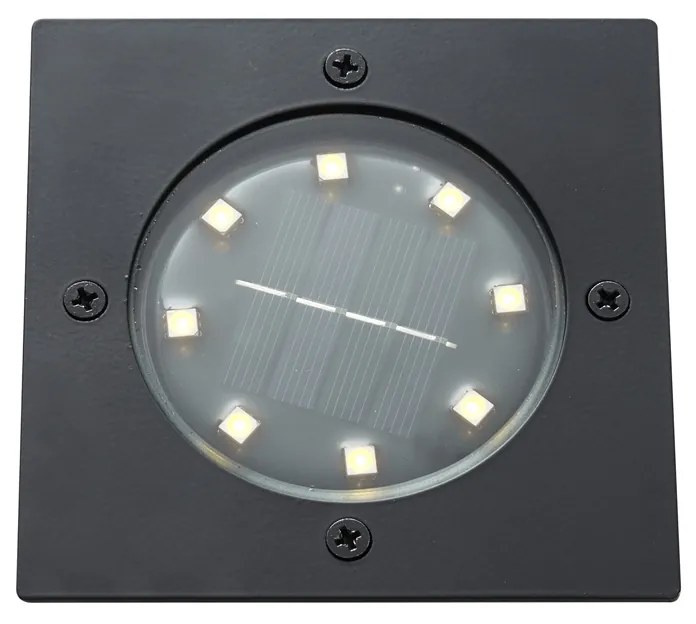 Sada 6 zemných bodových svetiel čierna štvorcová vrátane LED IP65 solárne - Terry