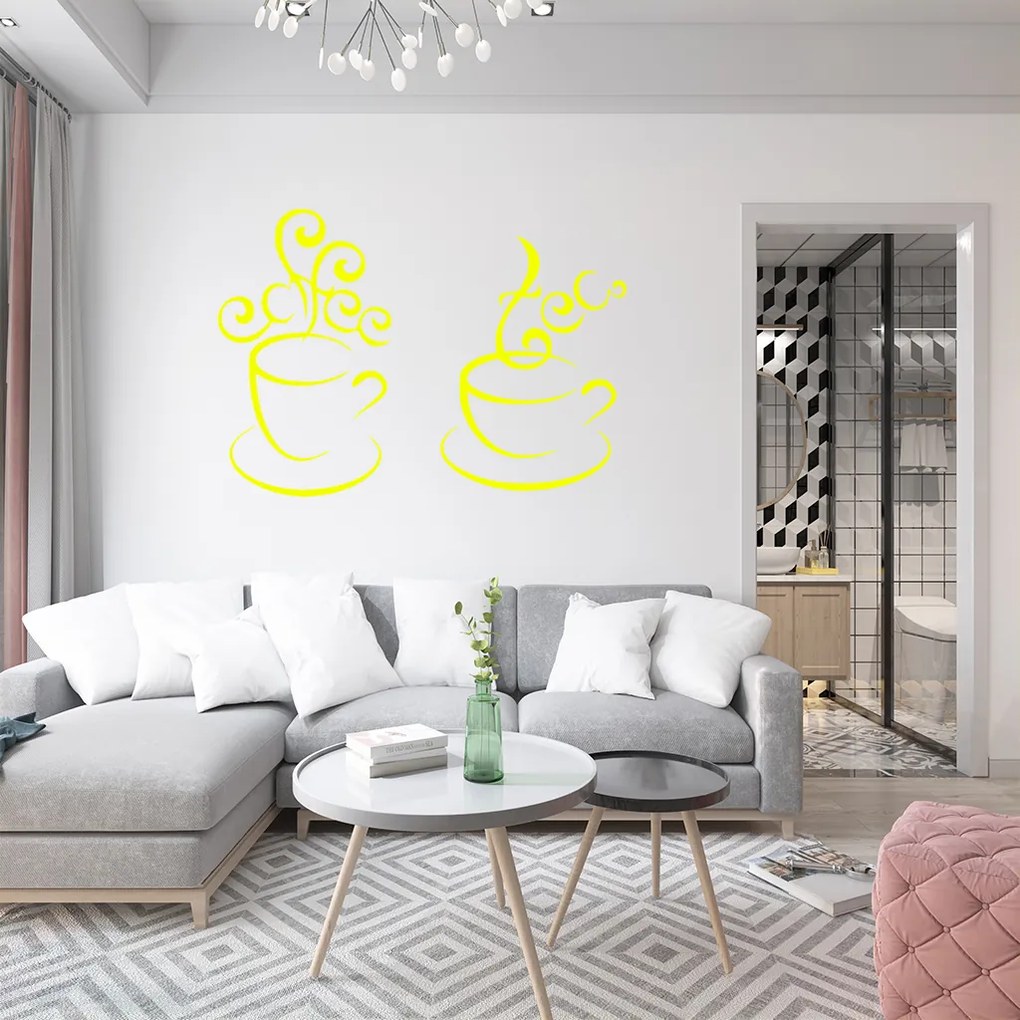 Veselá Stena Samolepka Horúci čaj Farba: oranžová, Veľkosť: 100 x 70 cm