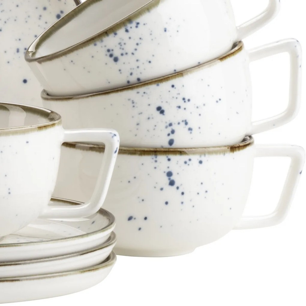 Mäser 8-dielna súprava šálok na kávu Pintar White modré bodky