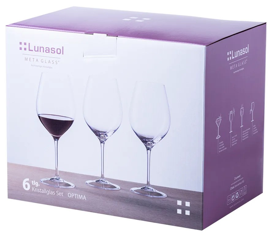 Poháre na červené víno 660 ml set 6 ks - Optima Glas Lunasol - 322682