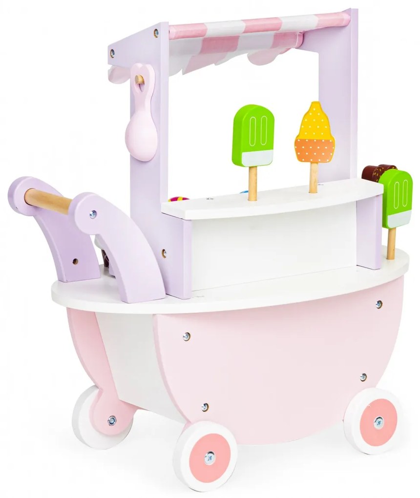 Drevený vozík Zmrzlináreň Ecotoys ružový