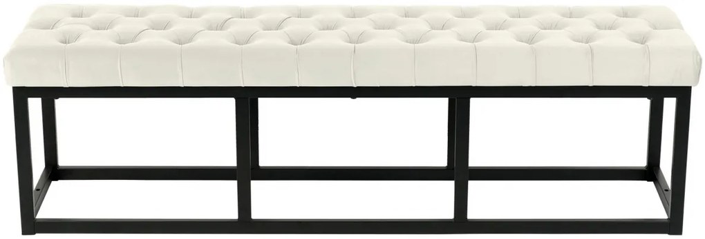 Lavica Polson - zamat, čierny rám 150 cm - Krémová