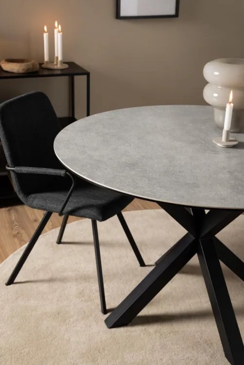 Jedálenský okrúhly stôl Heaven 119 cm sivý mramor/čierny