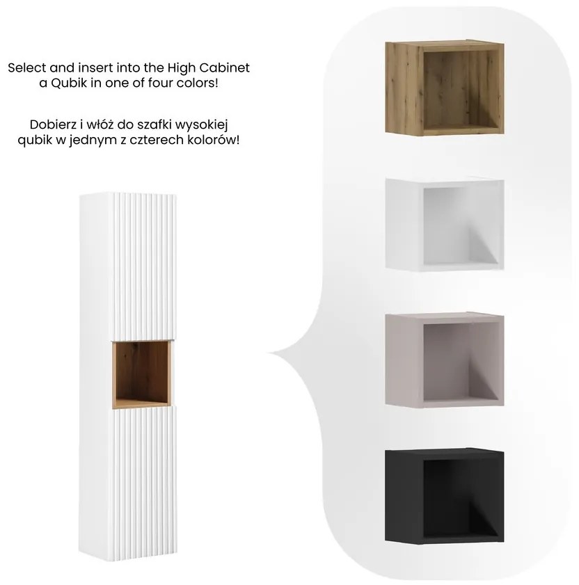 Vysoká závesná kúpeľňová skrinka Nova White 80-03-2D biela