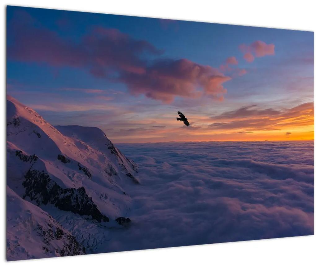 Obraz pri západe slnka, Mt. blanc (90x60 cm)