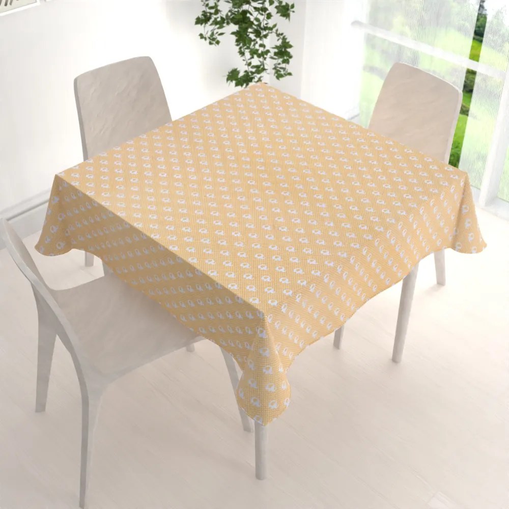 Biante Detský bavlnený štvorcový obrus Sandra SA-305 Sloníky a bodky na žltom 80x80 cm