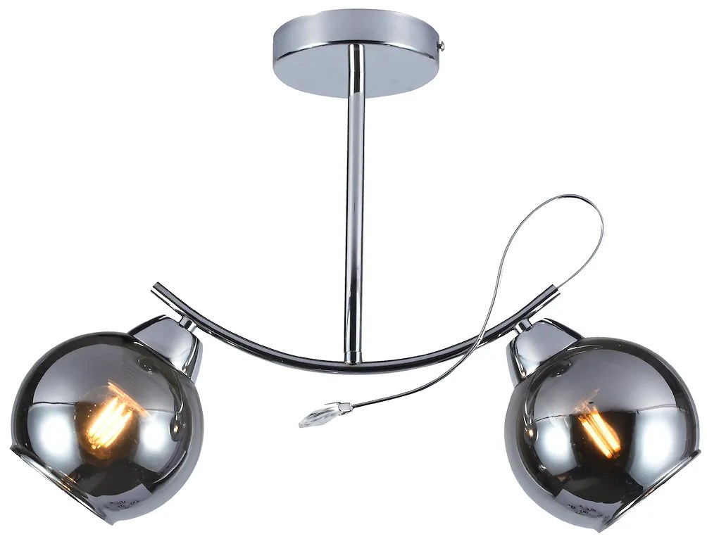 Stropné svietidlo Connor, 2x grafitové sklenené tienidlo, ch