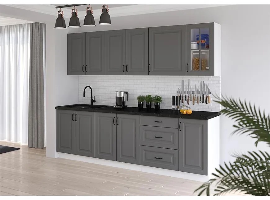 Kuchynská linka Stilo dustgrey/biela 260 bez dosku