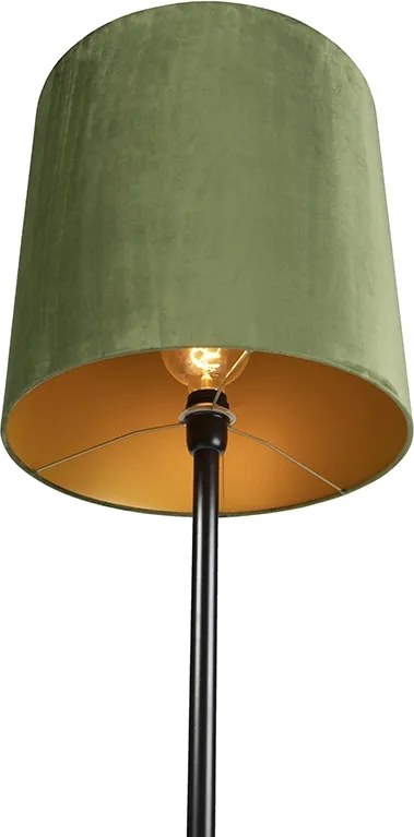 Botanická stojaca lampa čierna so zeleným tienidlom 40 cm - Simplo