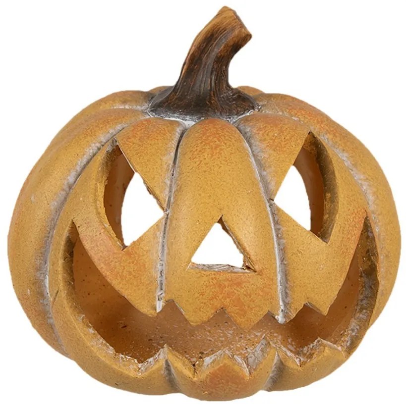 Oranžová keramická dekorácia tekvice Halloween - 15*14*13 cm