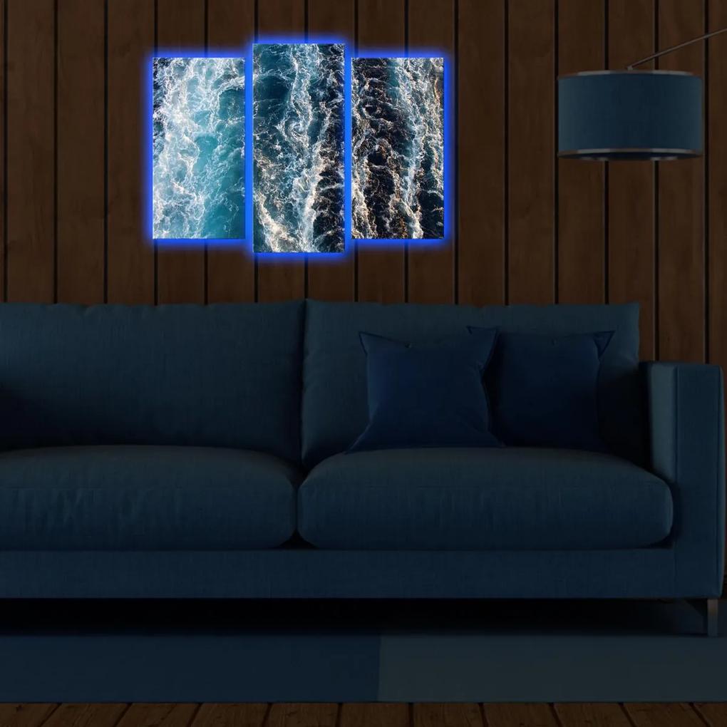 Viacdielny obraz s LED osvetlením ROZBÚRENÉ MORE 66 x 45 cm