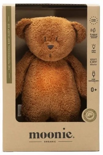 Moonie - Uspávadlo s melódiou a svetlom medvedík organic caramel natur