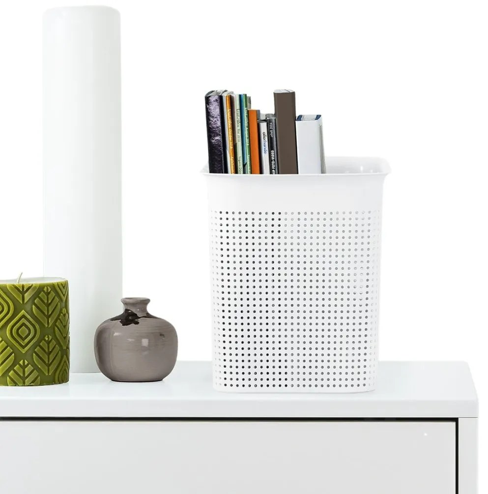 Úložný box s rúčkami BRISEN 7l, 26x18x21cm, biely S vekom / Bez veka: Bez veka