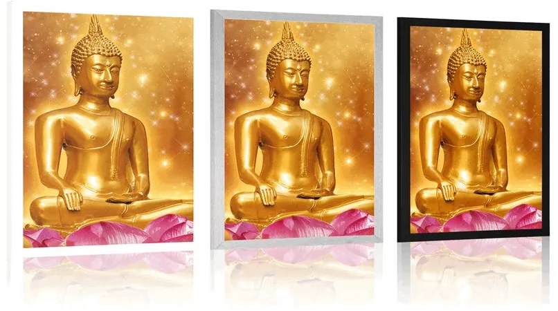 Plagát zlatý Budha - 30x45 silver