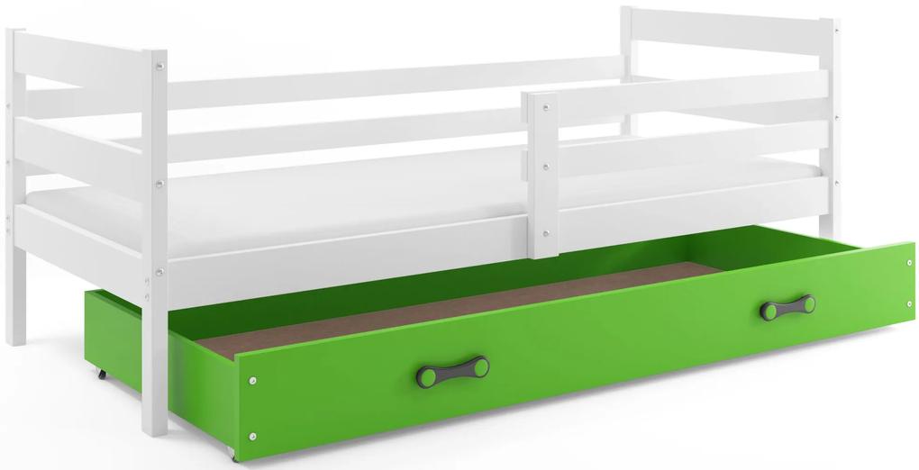 Detská jednolôžková posteľ ERYK | biela Farba: biela / zelená, Rozmer.: 190 x 80 cm