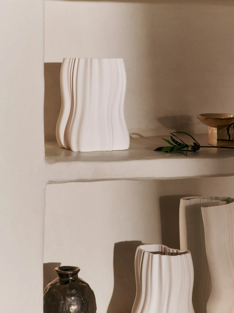Ferm Living Kameninová váza Moire Off-white 20 cm