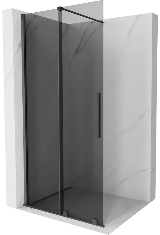 Mexen Velar, sprchová zástena s posuvnými dverami Walk-in 75 x 200 cm, 8mm šedé sklo, grafit brúsený, 871-075-000-43-66