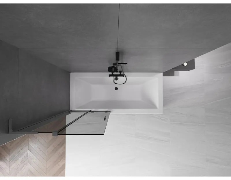 Mexen Velar L, 2-krídlová posuvná vaňová zástena 85 x 150 cm, 8mm šedé sklo, grafitová, 896-085-003-41-95