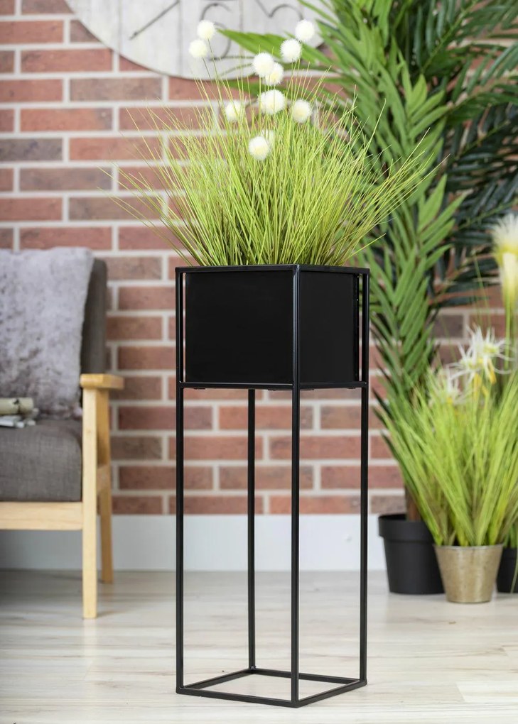 KOVOVÝ KVETINÁČ SO STOJANOM PLAIN 70X24 CM ČIERNA