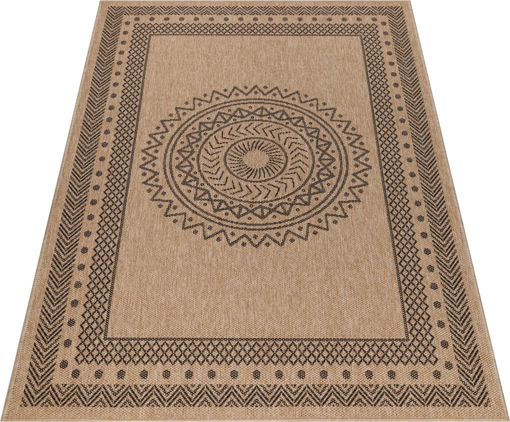 Ayyildiz, Behúň Dhaka 8714 Black, 80x250, hnedá, chodba / predsieň