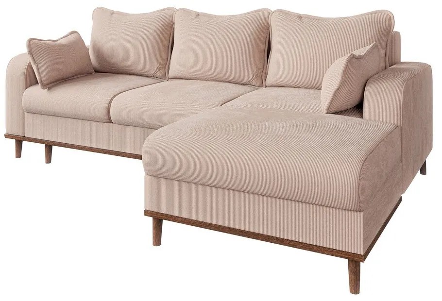 Béžová menčestrová rohová pohovka (pravý roh) Beata – Ropez