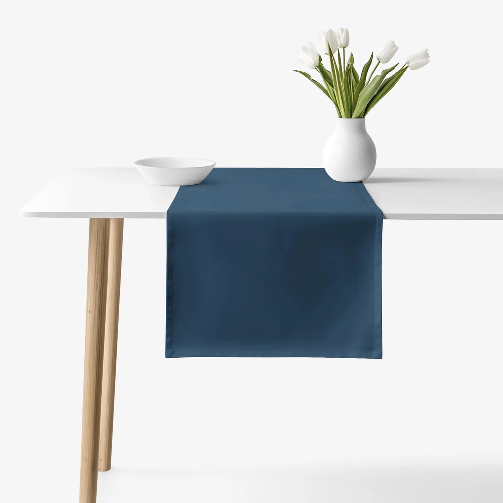 Goldea behúň na stôl 100% bavlnené plátno - námornícky modrý 35x120 cm