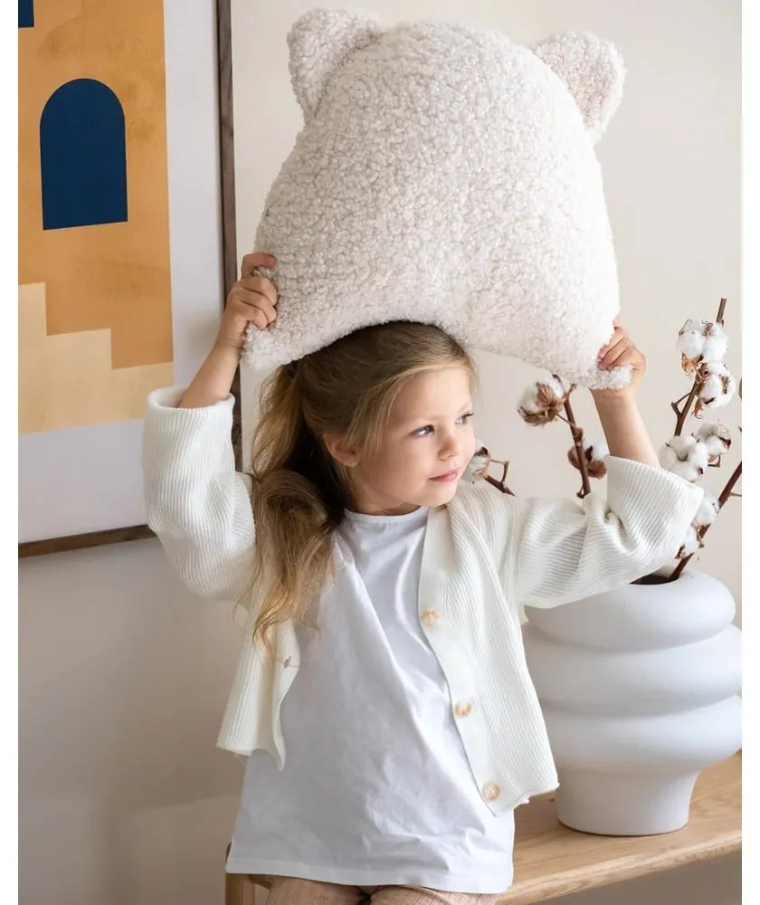 Krémový detský pohovkový vankúš z textílie buklé Bear – Wigiwama