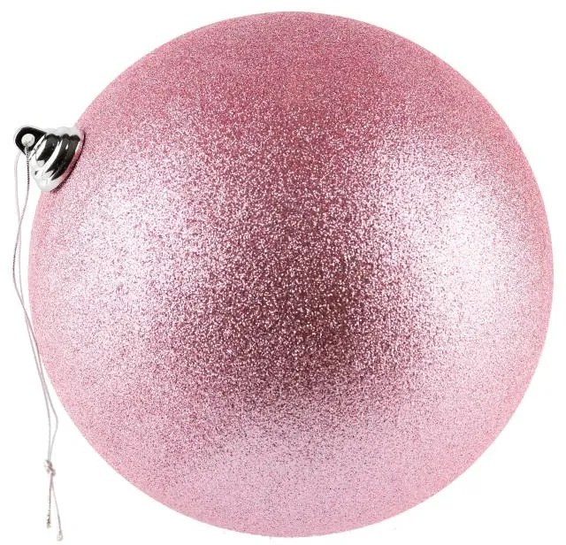 DECOLED Plastová guľa, 30 cm, jemne ružová, trblietavá