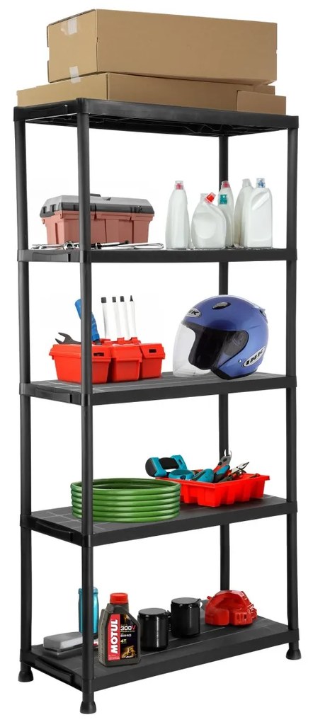 Dielenský plastový regál s 5 policami MAXER čierny