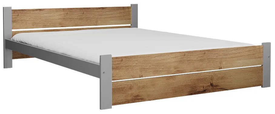 Posteľ IKAROS DOUBLE 180 x 200 cm, dub artisan/sivá Rošt: Bez roštu, Matrac: Matrac DELUXE 10 cm