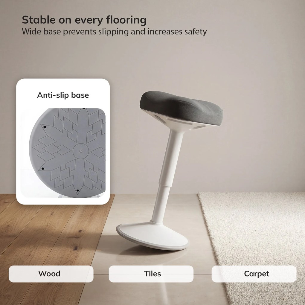 Balančná otočná stolička bielo-tmavosivá