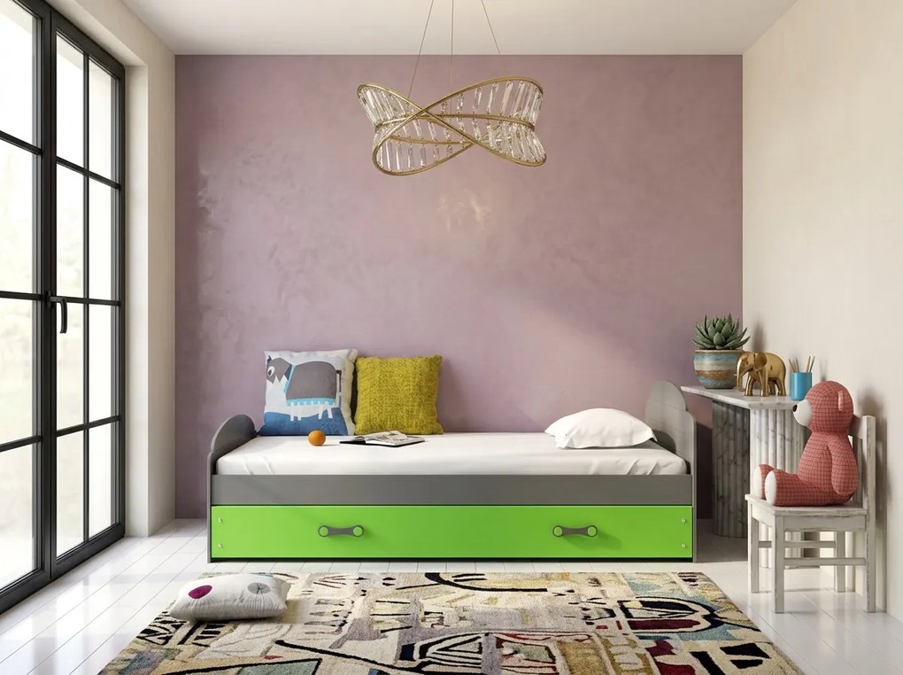 Posteľ LILI 200x90 grafitová - zelená