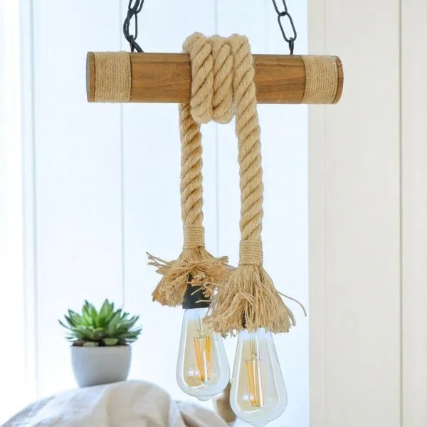 Luster na reťazi KOS 2xE27/60W/230V buk