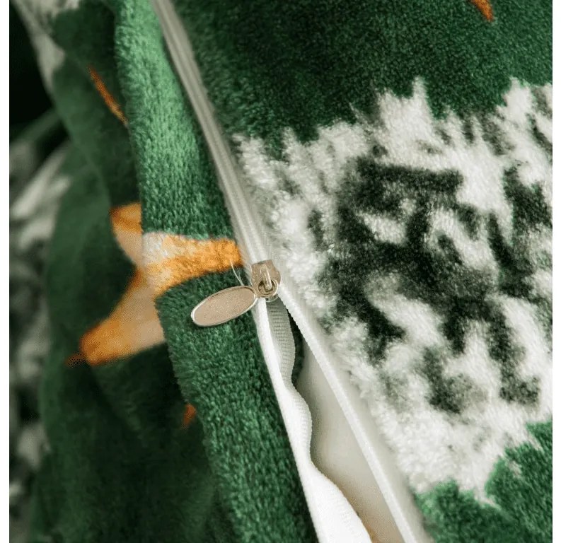 Súprava mikroplyšových obliečok GREEN CHRISTMAS zelené + plachta mikroplyš SOFT 90x200 cm biela, jednolôžko