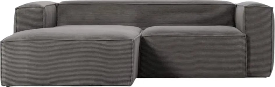 Sivá menčestrová rohová pohovka (ľavý roh) Blok - Kave Home