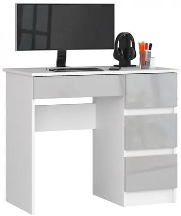 Počítačový stôl A7 pravá biela/metalic lesk