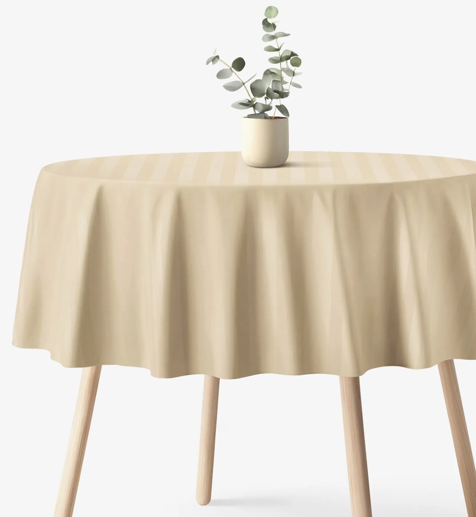 Goldea okrúhly damaškový obrus - zlaté prúžky so saténovým leskom Ø 210 cm