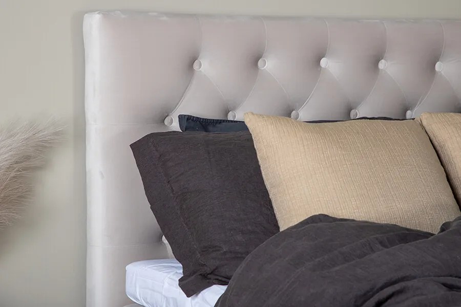 Furudal 120 boxspring posteľ béžový zamat čelo Furuvik