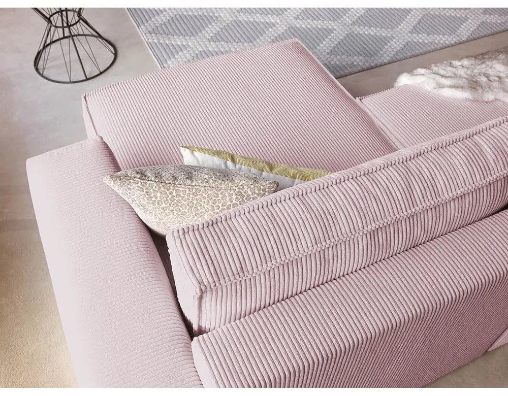 Svetloružová menčestrová rozkladacia rohová variabilná pohovka Nihad – Bobochic Paris